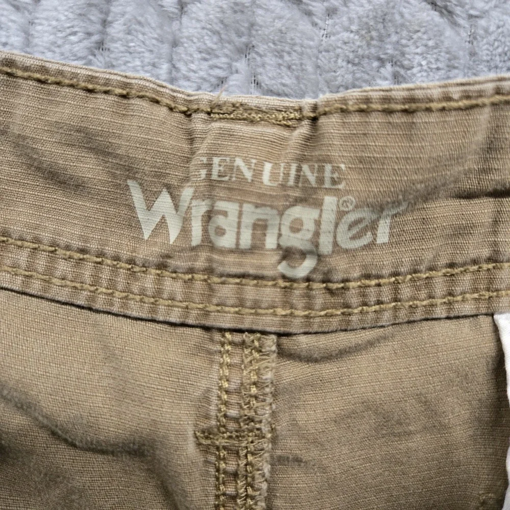 Wrangler Cargo Shorts Rip Stop Men's 38 Waist‎ Heavy Duty Cotton Khaki Brown Tan
